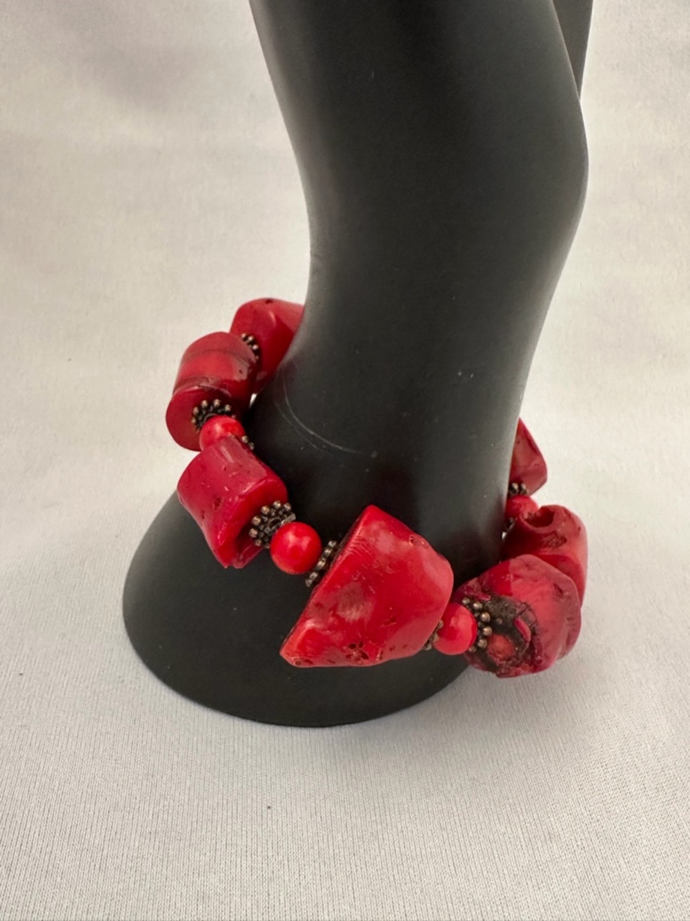 Red Coral Chunky Bead Stretch Bracelet - Women Jewelry